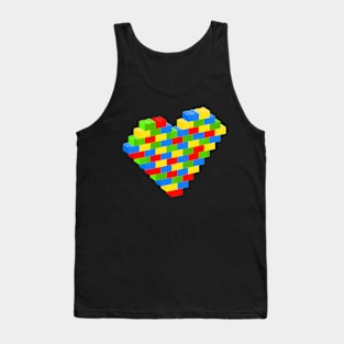 Heart With Building Blocks Bricks Men Boys Tank Top